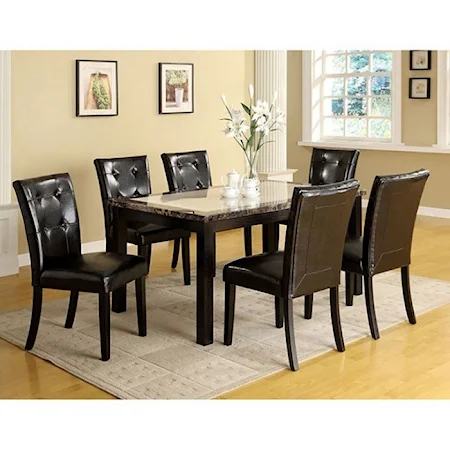 Contemporary Rectangular Dining Table with Faux Marble Top